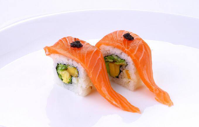 Picture of homemade delicious salmon sushi