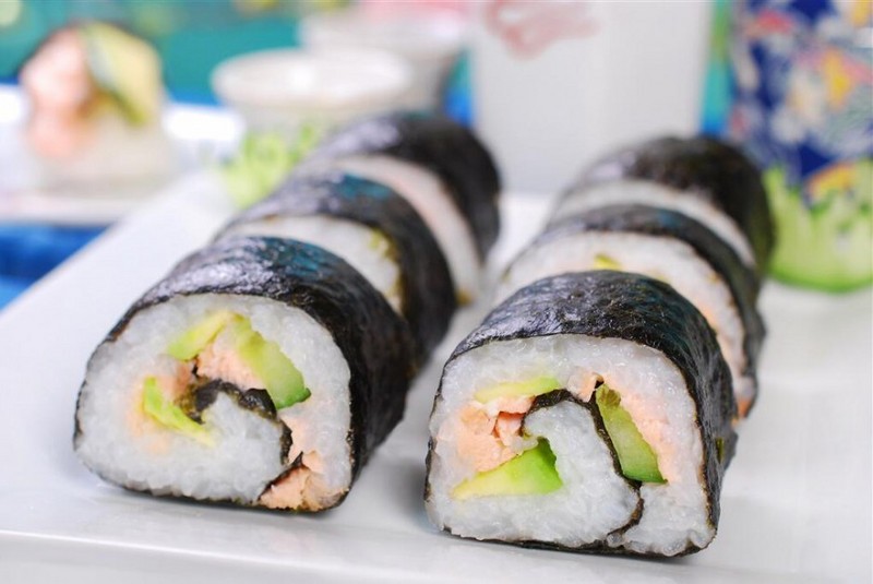 Homemade hand rolled sushi image materials