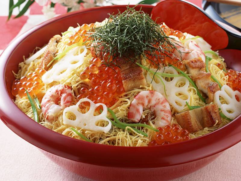 Picture of nutritious seafood and delicious food on the dining table