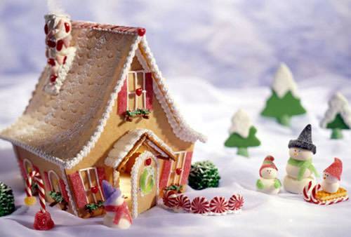 Beautiful Christmas gingerbread house pastry pictures