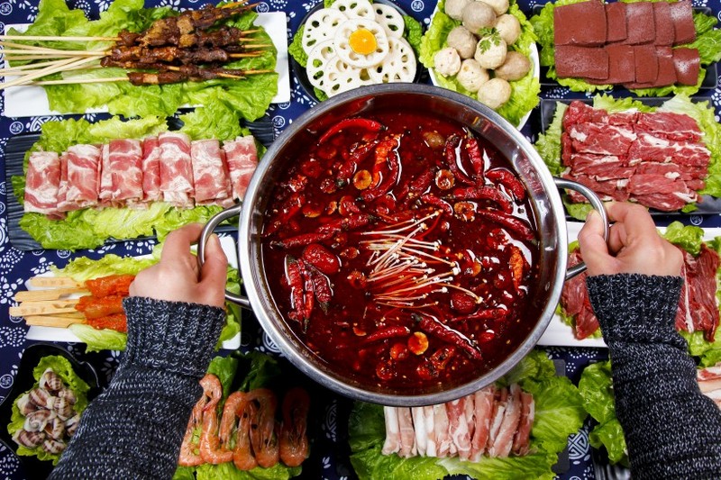 A picture of a delicious and spicy hot pot