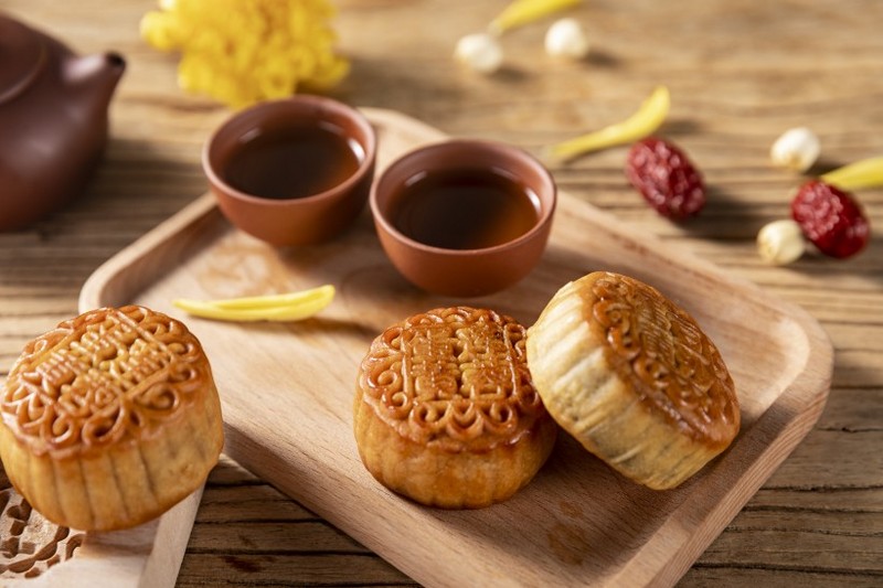A picture of Cantonese Mid Autumn Festival mooncakes with local characteristics