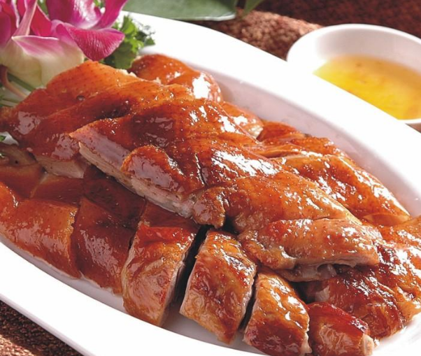 A set of fragrant roasted duck pictures cut into meat slices