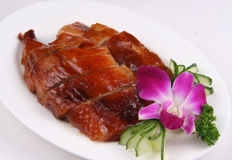 A set of fragrant roasted duck pictures cut into meat slices