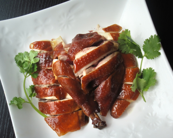 A set of fragrant roasted duck pictures cut into meat slices