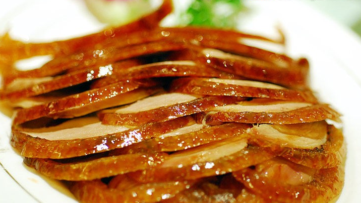 A set of fragrant roasted duck pictures cut into meat slices