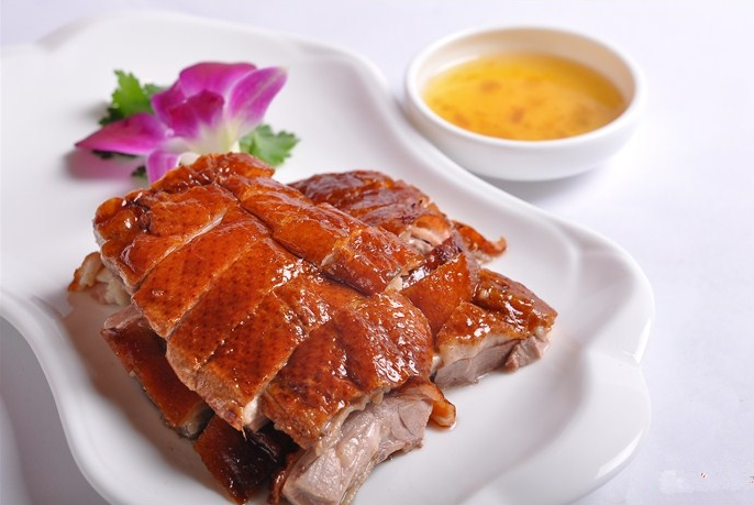 A set of fragrant roasted duck pictures cut into meat slices