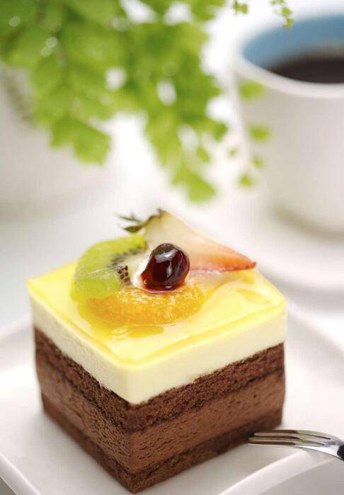 Picture of delicious fruit chocolate cake