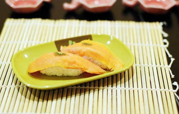 Picture of delicious fragrant salmon sushi