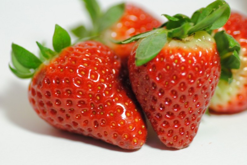 A picture of a bright red strawberry