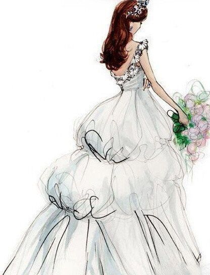 Hand drawn beautiful wedding dress