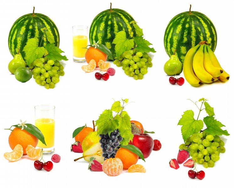 Various fruit clusters and placement pictures