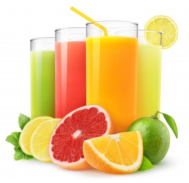 Pictures of various fruit juices and beverages