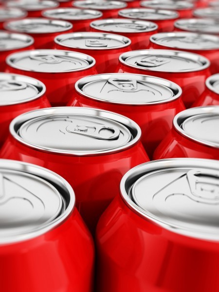 Red without patterns, many pictures of canned drinks