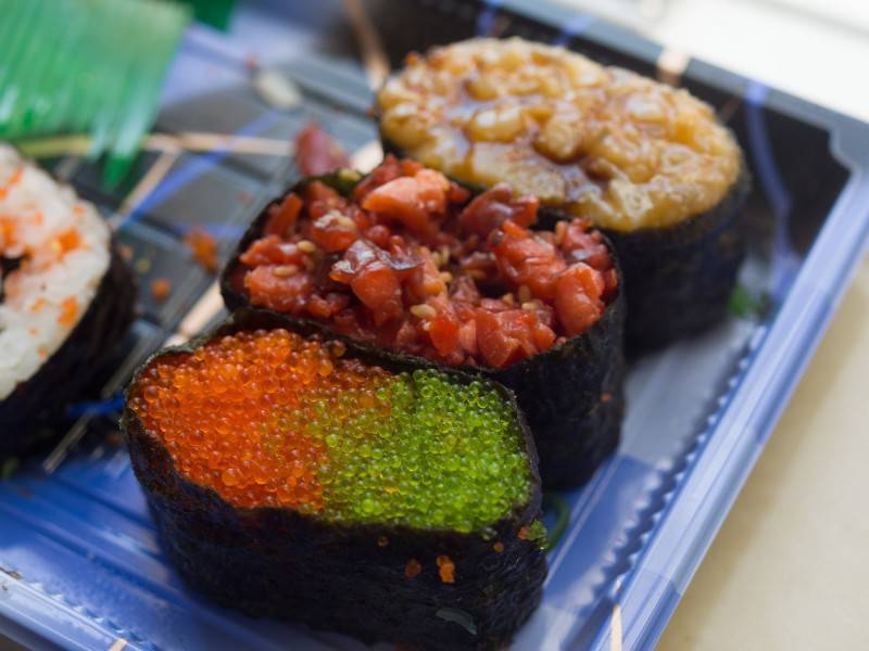 Japanese seafood sushi is delicious and fresh