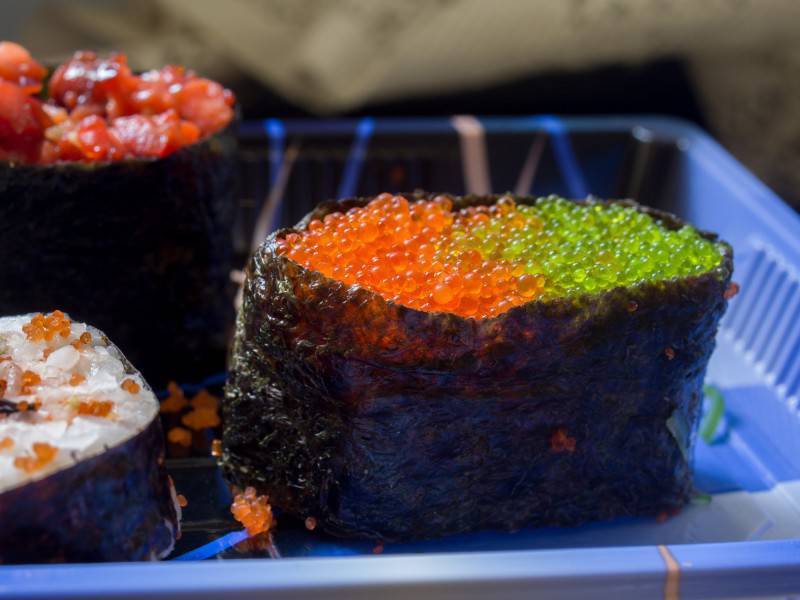Japanese seafood sushi is delicious and fresh