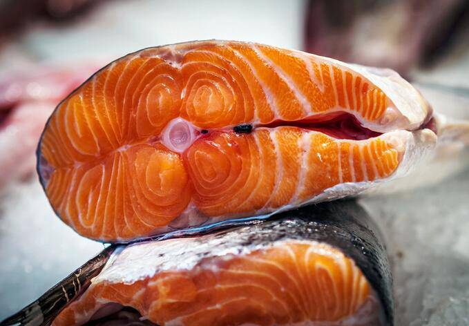 Ultra clear close-up picture of seafood salmon