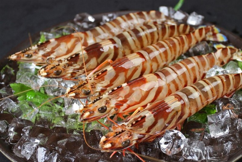 High definition real-life photos of frozen seafood shrimp