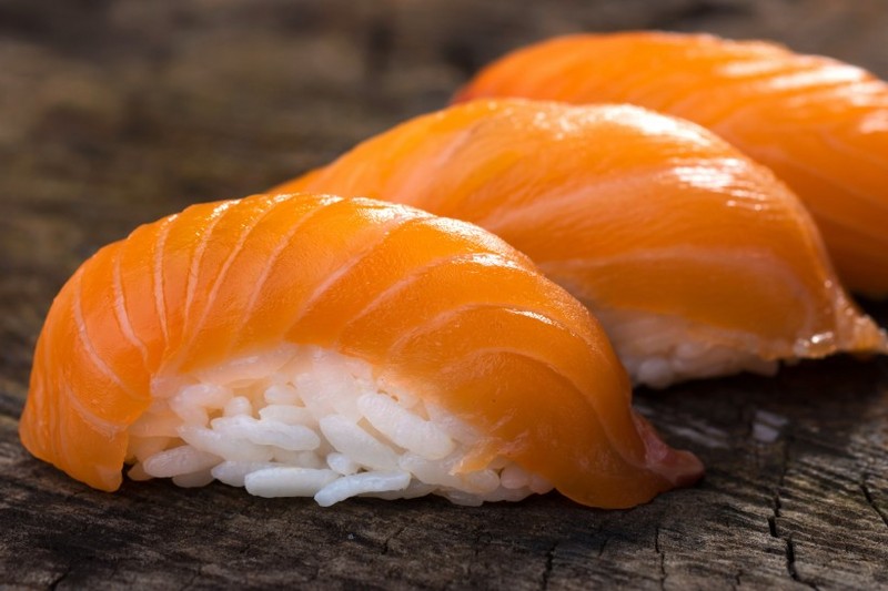 Fresh salmon and sliced images