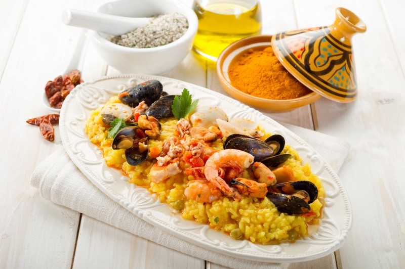 Picture of delicious and delicious seafood rice