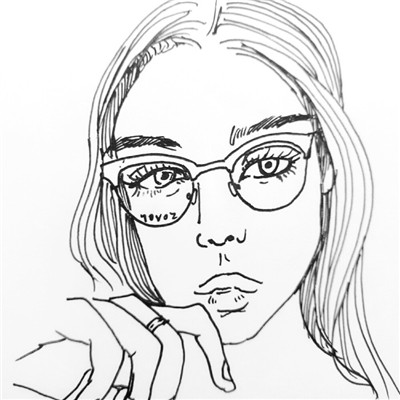 Black and white cool girl wearing sunglasses, profile drawing. If you always care about what others think, then stop living