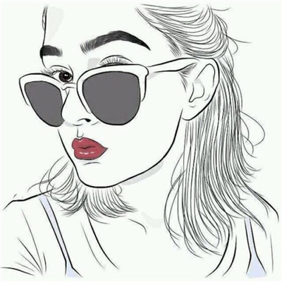 Black and white cool girl wearing sunglasses, profile drawing. If you always care about what others think, then stop living