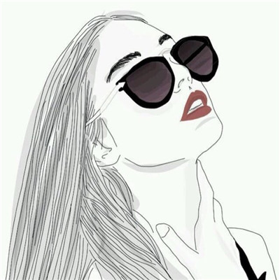 Black and white cool girl wearing sunglasses, profile drawing. If you always care about what others think, then stop living