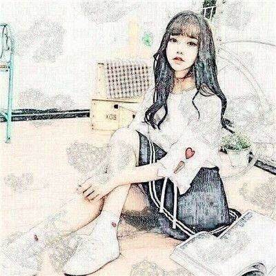 QQ Beautiful Portrait Girl Little Fresh Hand drawn Sketching Images, Thinking Too Much Will Lose the Joy of Being a Human Being
