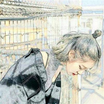 QQ Beautiful Portrait Girl Little Fresh Hand drawn Sketching Images, Thinking Too Much Will Lose the Joy of Being a Human Being