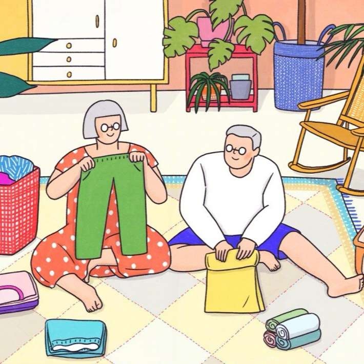 Cartoon illustration background of couple life