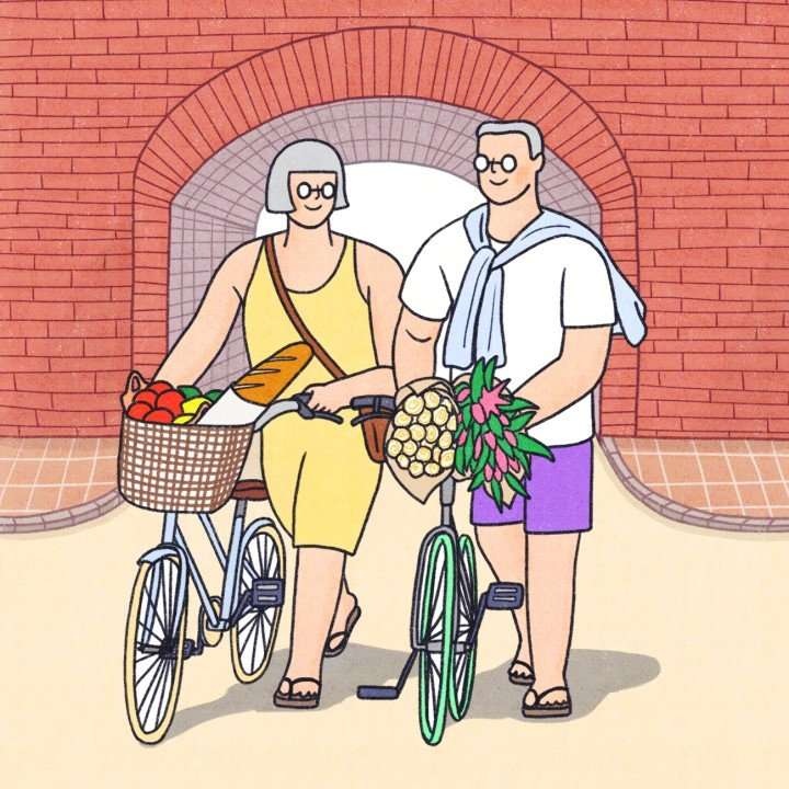 Cartoon illustration background of couple life