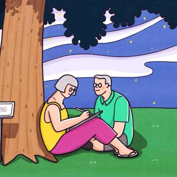 Cartoon illustration background of couple life