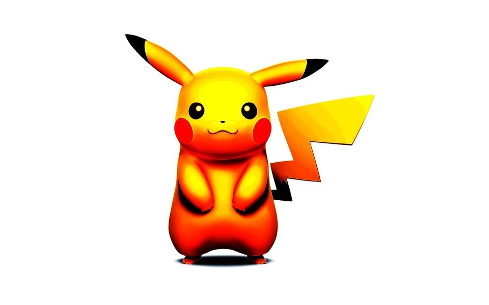 Pikachu cartoon wallpaper with a white background