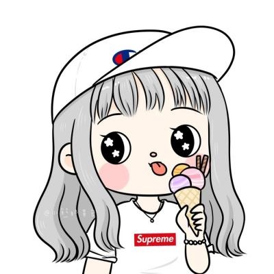 Q version couple avatar, one left and one right, super cute wearing white gauze just to wait for you