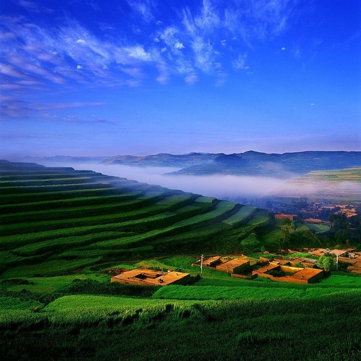 Beautiful Scenery of Countryside Terraced Fields