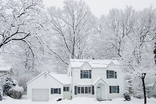 Dreaming of beautiful snowfall. Picture of heavy snowfall