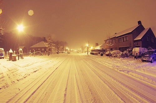 Dreaming of beautiful snowfall. Picture of heavy snowfall