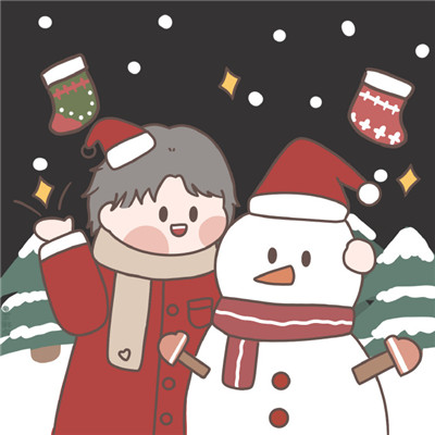 2021 Christmas Cute Cartoon Couple Exclusive Avatar Can Be Faint But Must Have Light