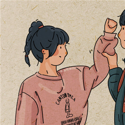 2021 Latest Sweet Illustration Style Couple Avatar Forever Willing to Cheer for a New Round of Moon and Sunset