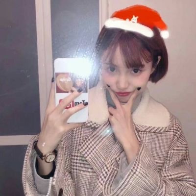 WeChat Christmas Hat Avatar Girl's Beautiful and Cute Christmas Girl Avatar 2021