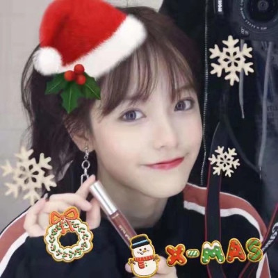 WeChat Christmas Hat Avatar Girl's Beautiful and Cute Christmas Girl Avatar 2021