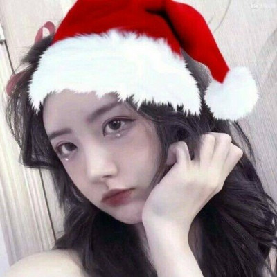 WeChat Christmas Hat Avatar Girl's Beautiful and Cute Christmas Girl Avatar 2021