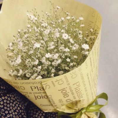 High-definition beautiful landscape avatar of gypsophila bouquet. Pretending to receive a bouquet of flowers for Christmas