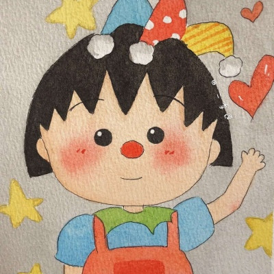 Chibi Maruko-chan WeChat avatar watercolor anime Chibi Maruko-chan avatar cute