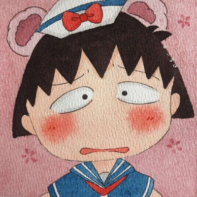Chibi Maruko-chan WeChat avatar watercolor anime Chibi Maruko-chan avatar cute