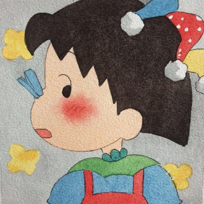 Chibi Maruko-chan WeChat avatar watercolor anime Chibi Maruko-chan avatar cute