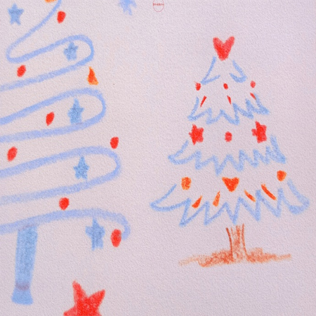 Hand-painted pictures of beautiful and atmospheric Christmas trees. The twinkling star on the top of the Christmas tree.