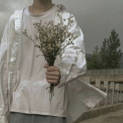 HD picture of a relatively literary half-length man's head holding flowers