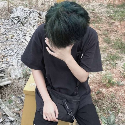 Dark, depressive avatar of a boy, lonely and depressed