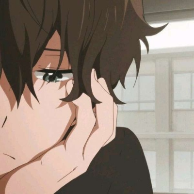 Anime boy's avatar slightly sad